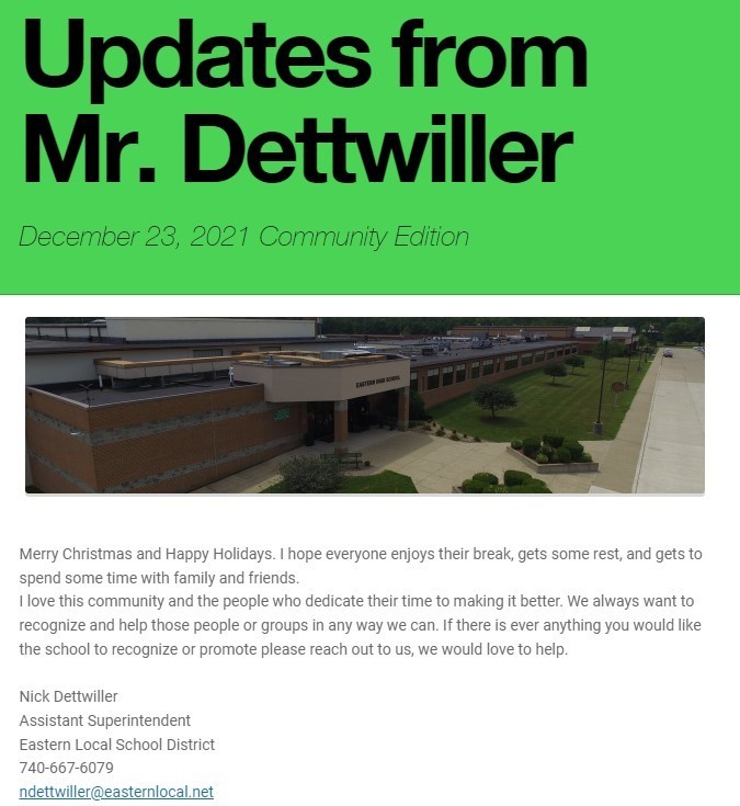 Updates with Mr. Dettwiller