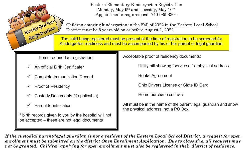 Eastern Kindergarten and Preschool Registration Info